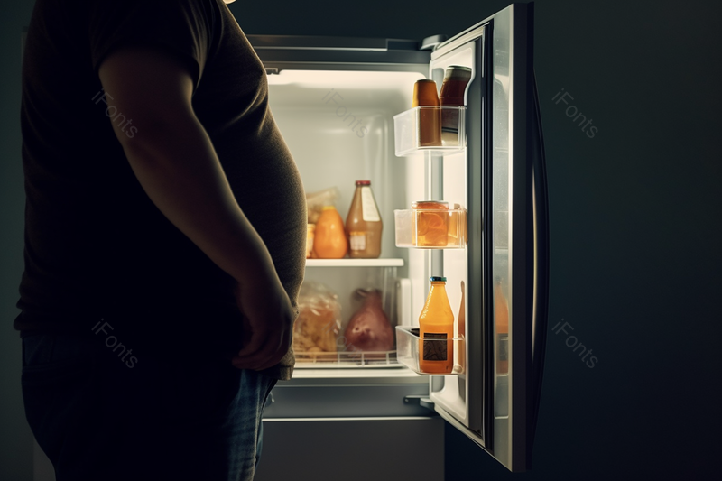 一个大胖子正在冰箱里面找着食物背景图,高清,摄影图,摄影图片,图片大全,摄影图免费下载